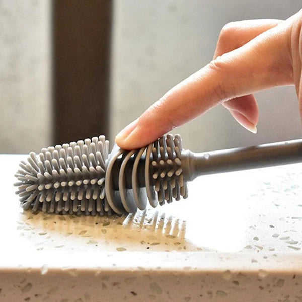 Bottle Cleaning Brush Silicone Long Handle for Baby Bottle, Water Bottle, Containers, Vase and Glass Cleaner
